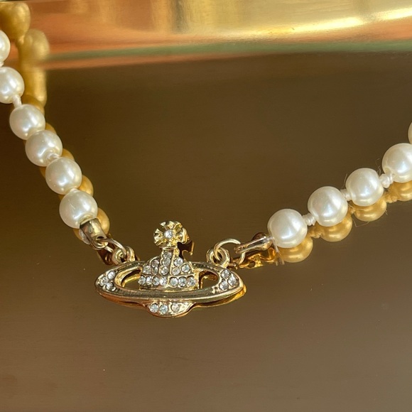 Vintage Jewelry - Saturn gold pearl necklace